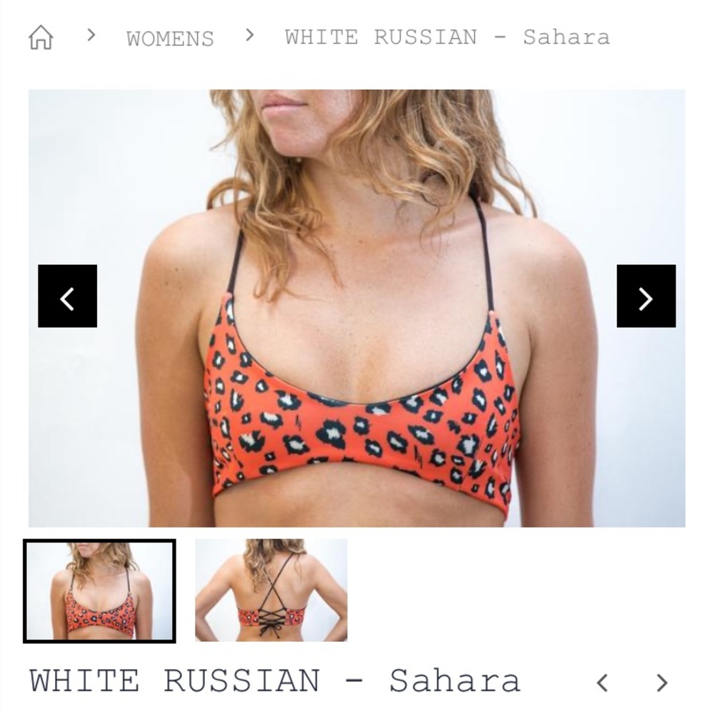 Auric surf White Russian bakini top